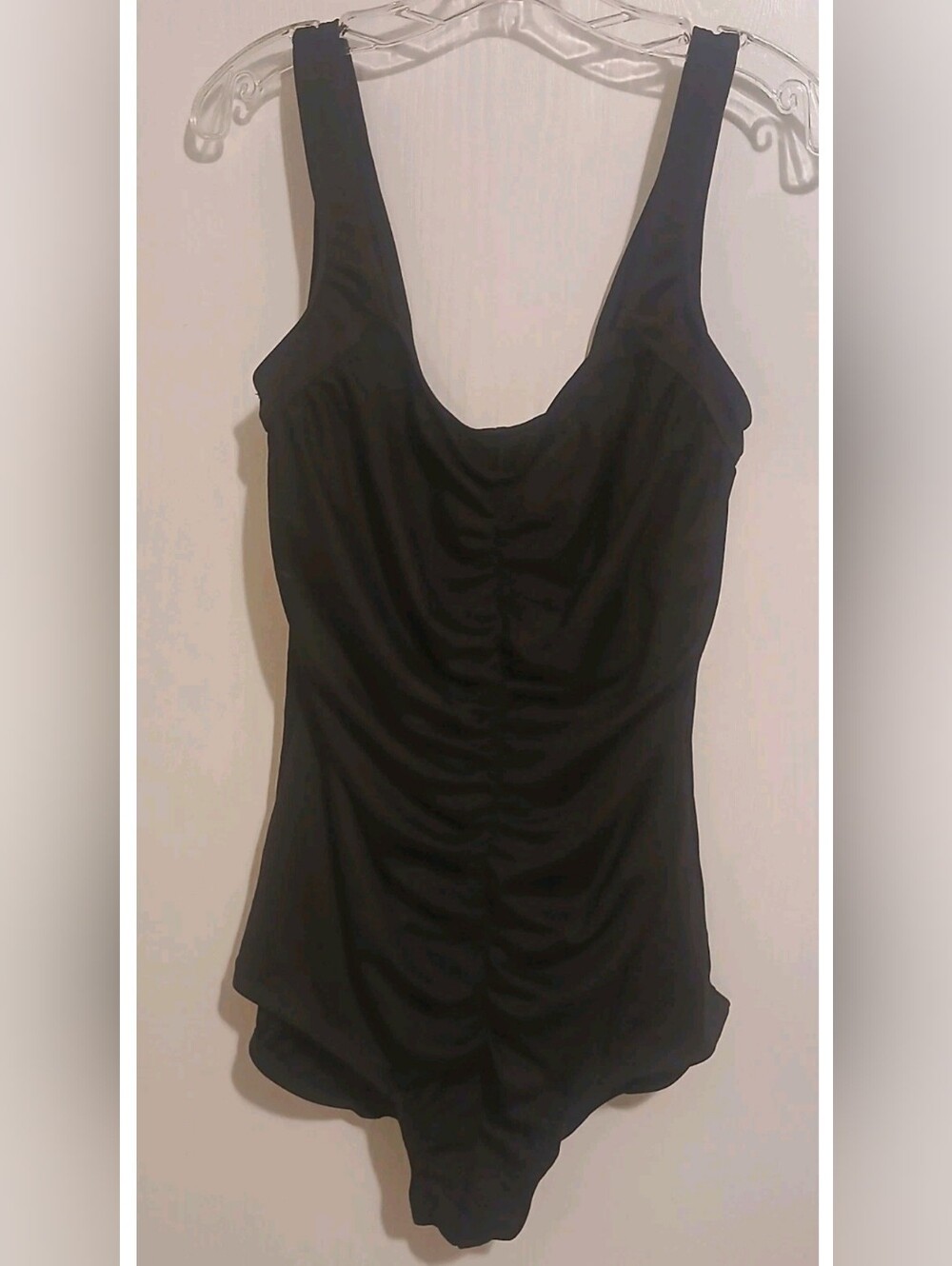 Maxine Of Hollywood Shirred Black One Piece Swimsuit 22W